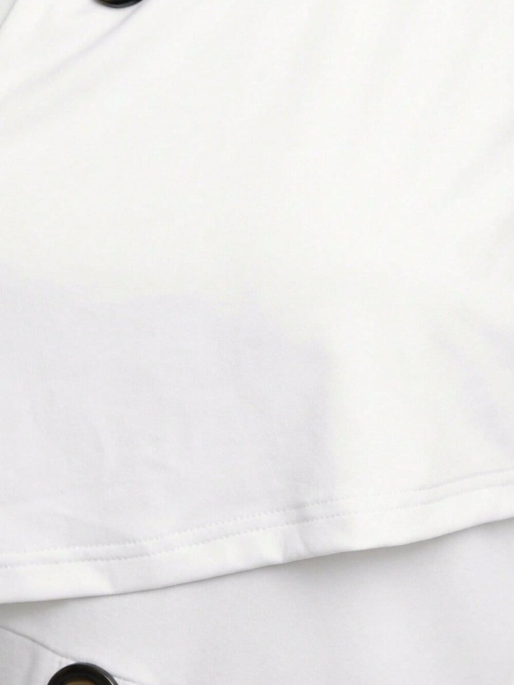 White Casual Women's One-Shoulder Asymmetrical Metal Eyelet Top - Picture 3 of 11